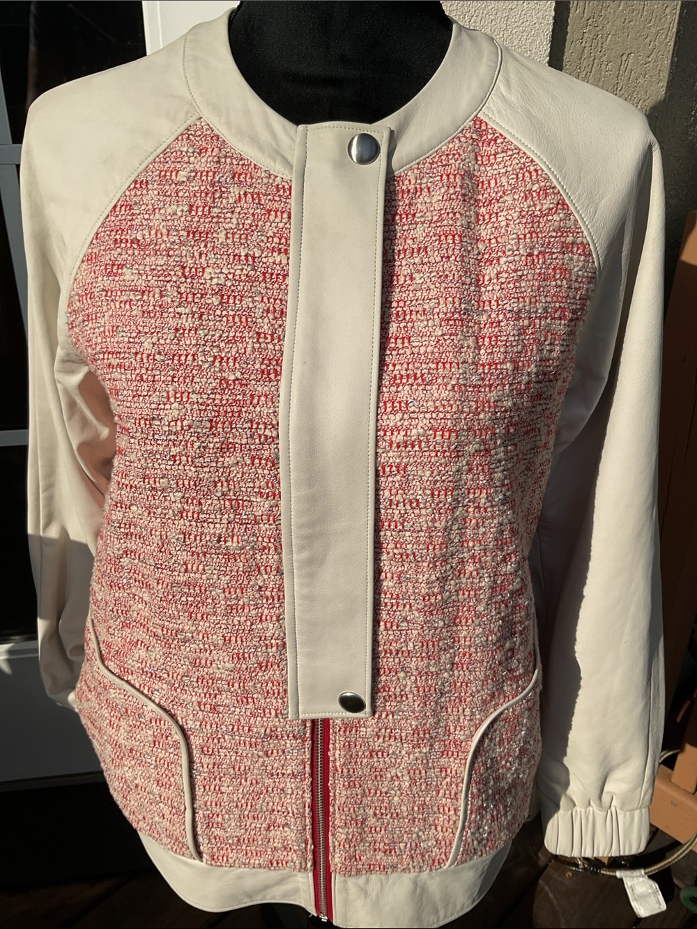 Rebecca Minkoff Cranberry Tweed Bomber Jacket